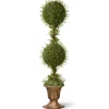 Outlet 60 in. Mini Tea Leaf 2 Ball Topiary with Black in a Gold Urn Topiaries & Shrubs