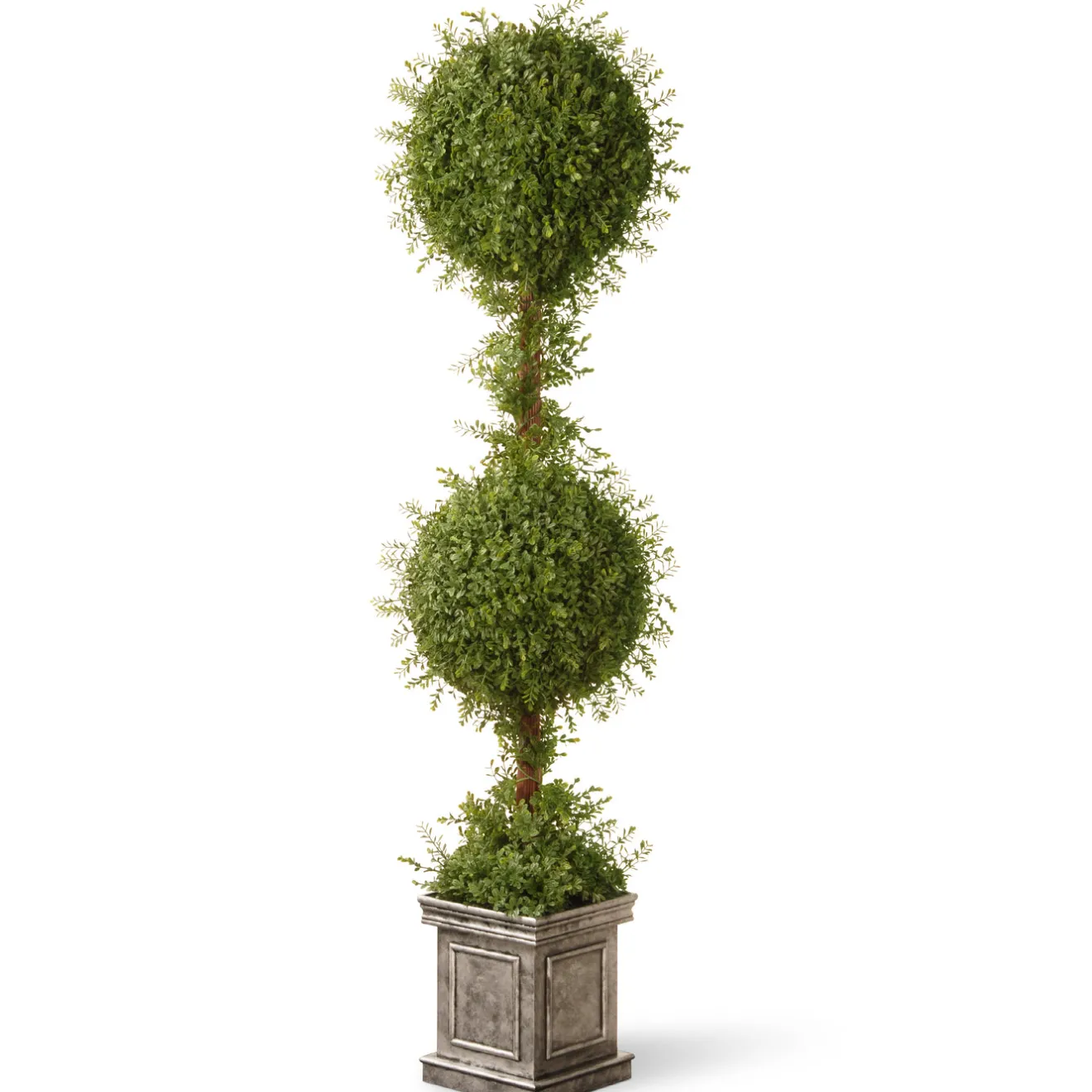 Online 60 in. Mini Tea Leaf 2 Ball Topiary in a Silver Square Pot Topiaries & Shrubs