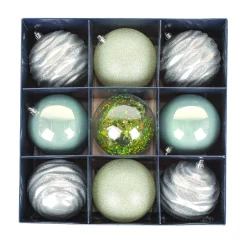 13 in. Mint Xmas Ball Decor Set Tree Ornaments