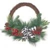 Best 24 in. Mixed Pine and Berries Decorated Wreath Unlit Christmas Wreaths|21-24 Inch Christmas Wreaths