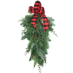 Sale 30 in. Mixed Pine Christmas Teardrop with Bow Teardrops