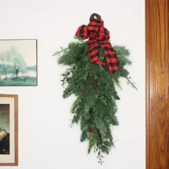 Sale 30 in. Mixed Pine Christmas Teardrop with Bow Teardrops