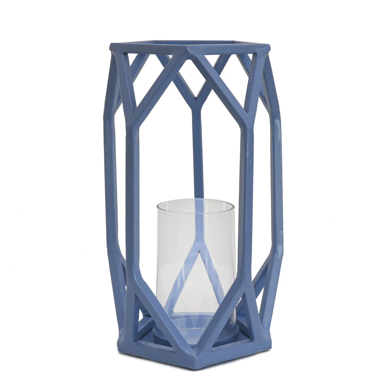 Discount 11 in. Modern Design and Finish Ice Melt Blue Outdoor Lantern Candleholder Outdoor Lighting