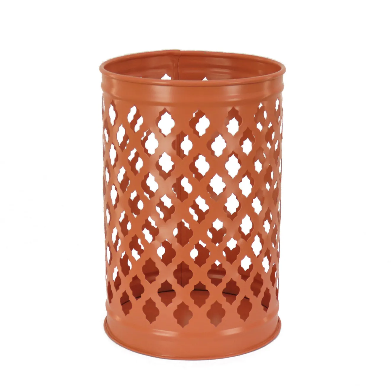 Outlet 12 in. Modern Design and Finish Pastel Orange Outdoor Lantern Candleholder Outdoor Lighting