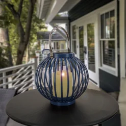 10 in. Modern Design and Finish Dark Blue Outdoor Lantern Candleholder Outdoor Lighting