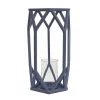 Sale 14 in. Modern Design and Finish Dusty Blue Outdoor Lantern Candleholder Outdoor Lighting