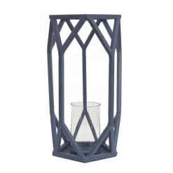 Sale 14 in. Modern Design and Finish Dusty Blue Outdoor Lantern Candleholder Outdoor Lighting