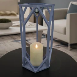 Sale 14 in. Modern Design and Finish Dusty Blue Outdoor Lantern Candleholder Outdoor Lighting