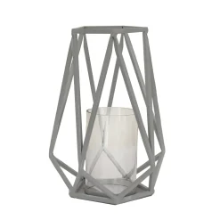 Clearance 10 in. Modern Design and Finish Glacier Gray Outdoor Lantern Candleholder Outdoor Lighting