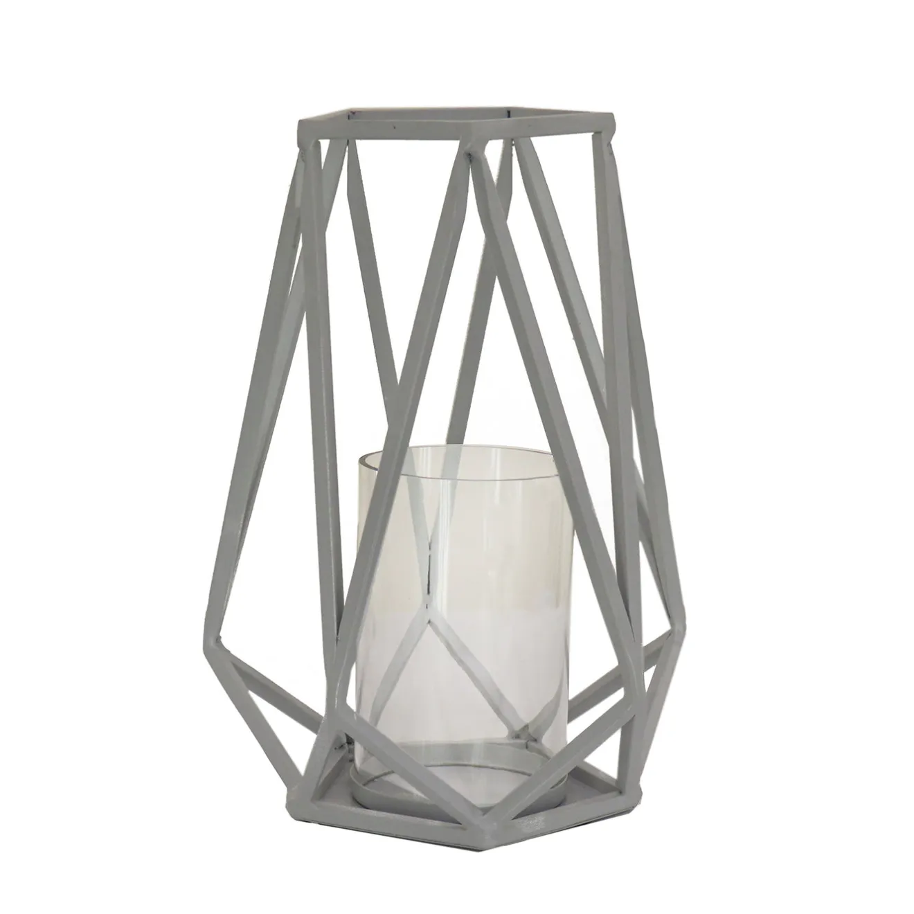 Clearance 10 in. Modern Design and Finish Glacier Gray Outdoor Lantern Candleholder Outdoor Lighting