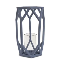Best 11 in. Modern Design and Finish Dusty Blue Outdoor Lantern Candleholder Outdoor Lighting