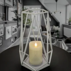Clearance 12 in. Modern Design and Finish Glacier Gray Outdoor Lantern Candleholder Outdoor Lighting