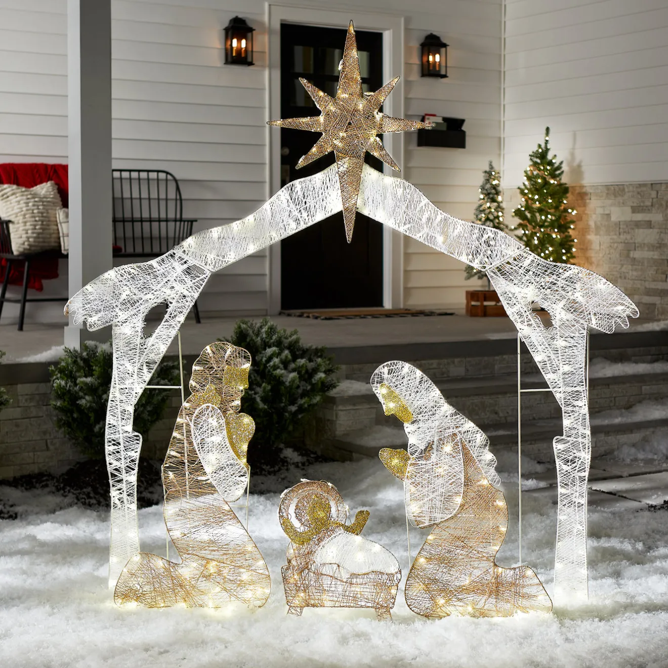Sale 72 in. Nativity Scene with White LED Lights Yard Decorations