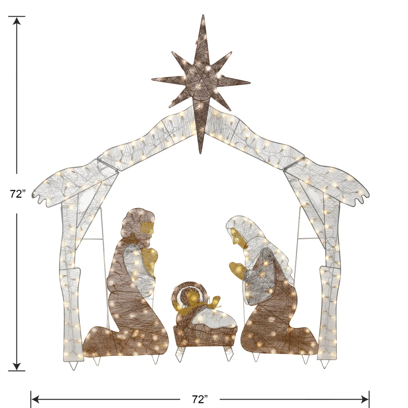 Sale 72 in. Nativity Scene with White LED Lights Yard Decorations