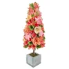 Online 19 in. Pastel Colors Spring Floral Cone Tree Potted Plants