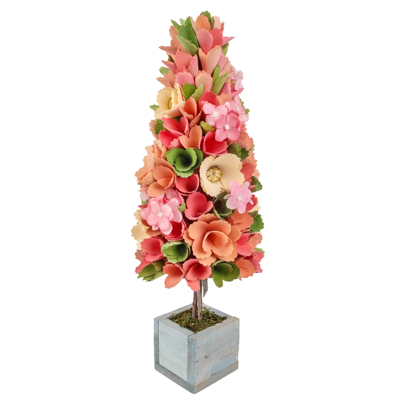 Online 19 in. Pastel Colors Spring Floral Cone Tree Potted Plants