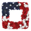 Discount 22 in. Patriotic Hanging Square Wreath with Red White and Blue Flowers Stars Wreaths