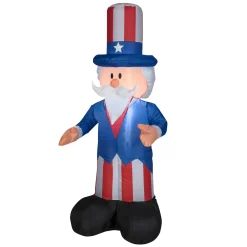 Clearance 48 in. Patriotic Inflatable Decoration, Blue Uncle Sam wearing Red White and Blue Suit and Hat Inflatable Decorations