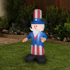 Clearance 48 in. Patriotic Inflatable Decoration, Blue Uncle Sam wearing Red White and Blue Suit and Hat Inflatable Decorations