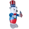Clearance 48 in. Patriotic Inflatable Decoration, Blue White Bear wearing Red White and Blue Suit and Hat Inflatable Decorations