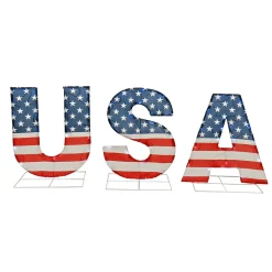 New 18 in. Patriotic USA Outdoor Light up Lawn Decor with LED Lights Decorations