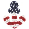 Discount 20 in. Patriotic Wreath, Blue Cross Shape with Red White and Blue Flower Blooms White Stars Wreaths