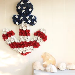 Discount 20 in. Patriotic Wreath, Blue Cross Shape with Red White and Blue Flower Blooms White Stars Wreaths