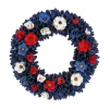 Online 20 in. Patriotic Wreath Decoration with Red, White and Blue Flower Blooms, Blue Petals Wreaths