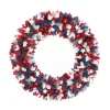 21 in. Patriotic Wreath with Red White and Blue Flowers Petals Tinsel Wreaths
