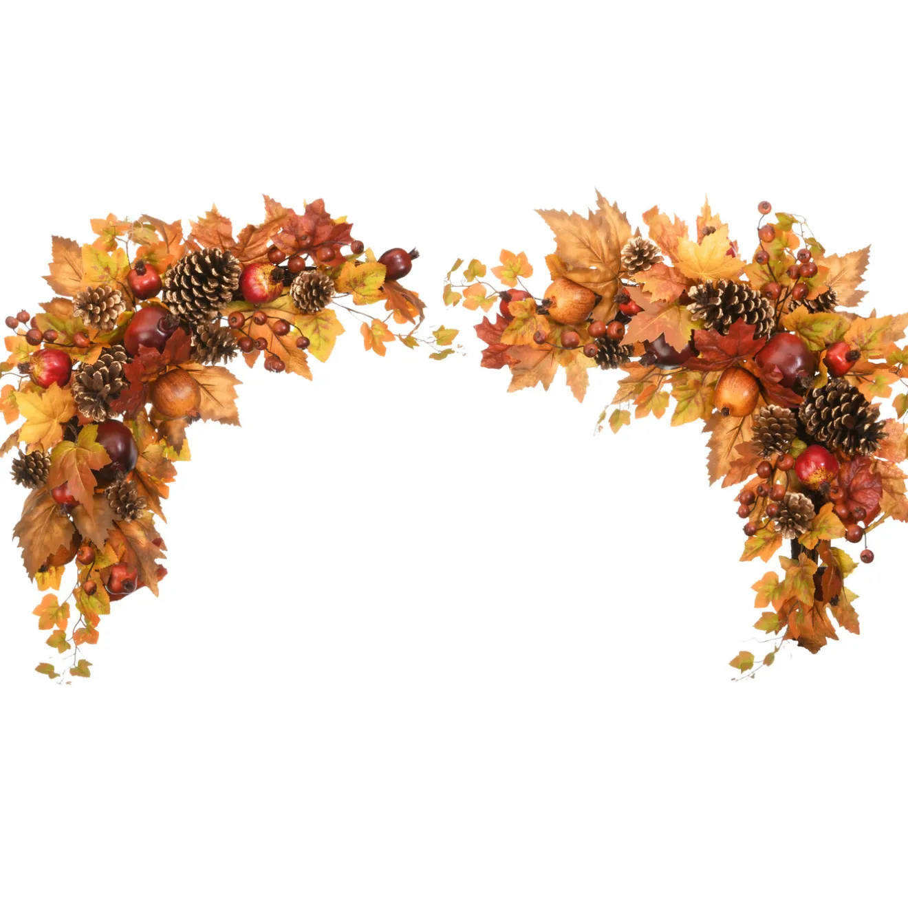 New 30 in. 2-Piece Fall Door Corners with Maple Leaves, Pine Cones, Pomegranates, Berry Clusters Fall Decorations