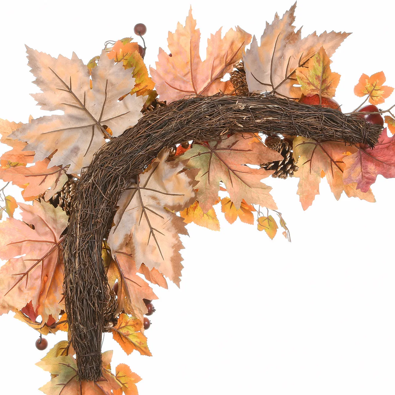 New 30 in. 2-Piece Fall Door Corners with Maple Leaves, Pine Cones, Pomegranates, Berry Clusters Fall Decorations