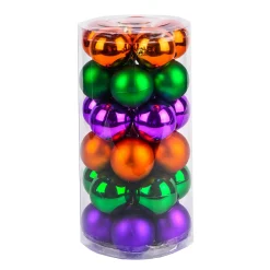 12 in. 30-Piece Halloween Orange, Green, Purple Globe Shape Ornament Set Indoor Decorations