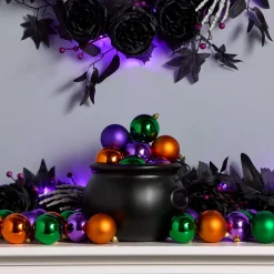 Online 20 in. 50-Piece Halloween Orange, Green and Purple Ball Ornaments Set Indoor Decorations