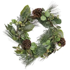 Outlet 24 in. Pine Berry Cone Plastic Wreath Unlit Christmas Wreaths|21-24 Inch Christmas Wreaths