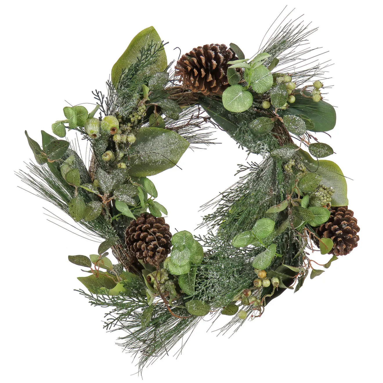 Outlet 24 in. Pine Berry Cone Plastic Wreath Unlit Christmas Wreaths|21-24 Inch Christmas Wreaths