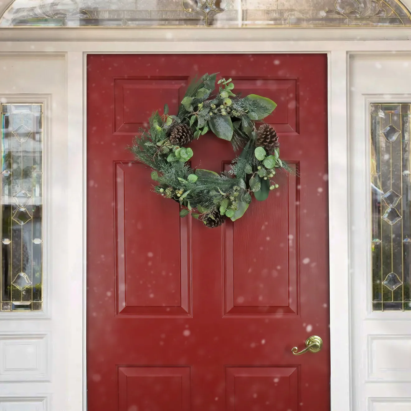 Outlet 24 in. Pine Berry Cone Plastic Wreath Unlit Christmas Wreaths|21-24 Inch Christmas Wreaths