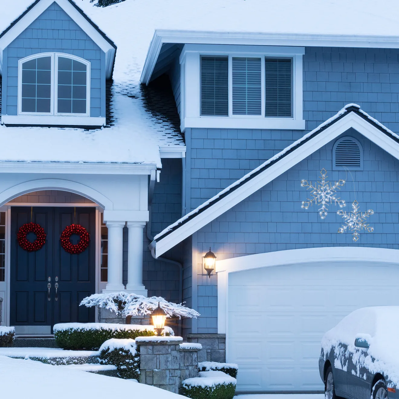 Clearance 24 in. Pre Lit Diamond Tip Snowflake Decorationvwith Cool White LED Lights Decorative Accents
