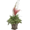 Best 48 in. Pre Lit Evergreen Artificial Shrub with Red Berries, Pine Cones, LED Lights Topiaries & Shrubs