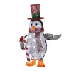 New 36 in. Pre Lit Penguin with Red Top Hat and Candy Cane Decor Yard Decorations