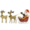 Outlet 33 in. Pre Lit Santa and Reindeer Decoration, with Warm White LED Lights Yard Decorations