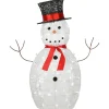 Best 36 in. Pre Lit Sisal Snowman Decoration with Cool White LED Lights Yard Decorations