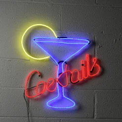 Clearance 23 in. Pre-Lit 2D Neon Multi Color Cocktails Hanging Outdoor Decoration with LED Lights Outdoor Decor