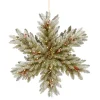 New 32 in. Pre-Lit Dunhill Fir Double-Sided Flocked Snowflake with LED Lights 25-36 Inch Christmas Wreaths|Pre-Lit Christmas Wreaths