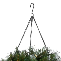 20 in. Pre-Lit Frosted Berry Hanging Basket with LED Lights Hanging Baskets