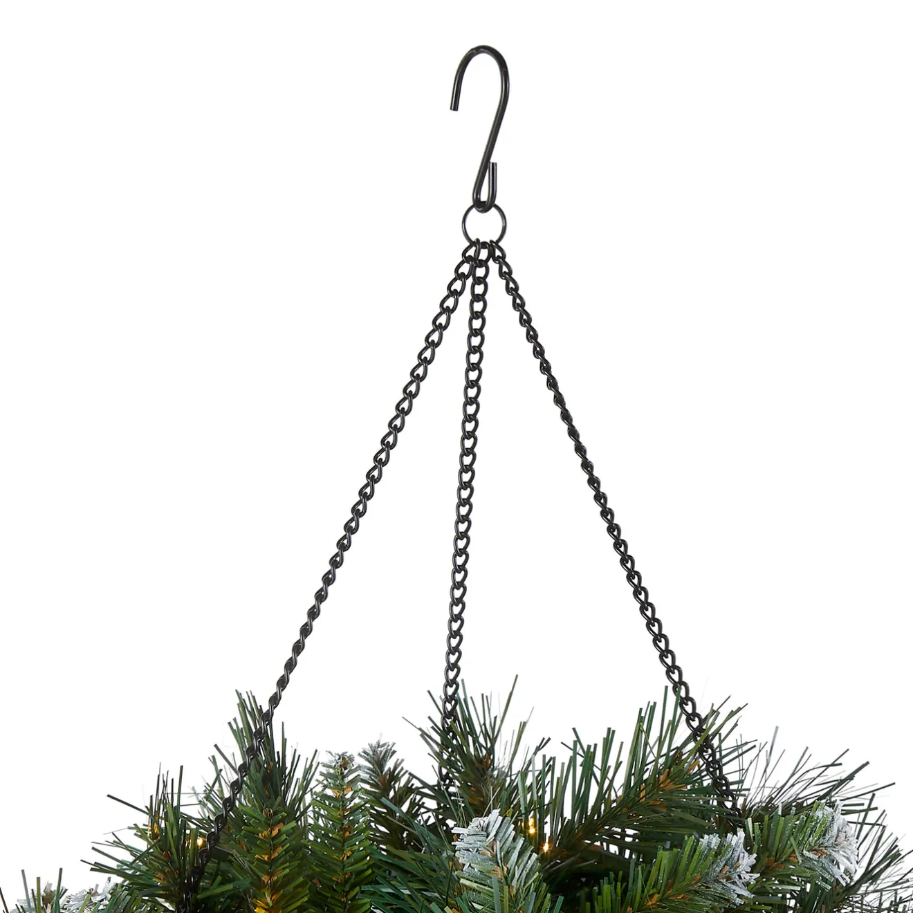 20 in. Pre-Lit Frosted Berry Hanging Basket with LED Lights Hanging Baskets