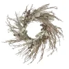 Discount 24 in. Pre-Lit Alpine Snow Lump Wreath with Pure White LED Rice Lights Pre-Lit Christmas Wreaths|21-24 Inch Christmas Wreaths