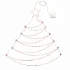 Online 37 in. Pre-Lit Artificial Silver Christmas Tree, Hanging Metal Wire Decoration with Warm White LED Lights Decorative Accents
