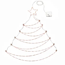 Online 37 in. Pre-Lit Artificial Silver Christmas Tree, Hanging Metal Wire Decoration with Warm White LED Lights Decorative Accents