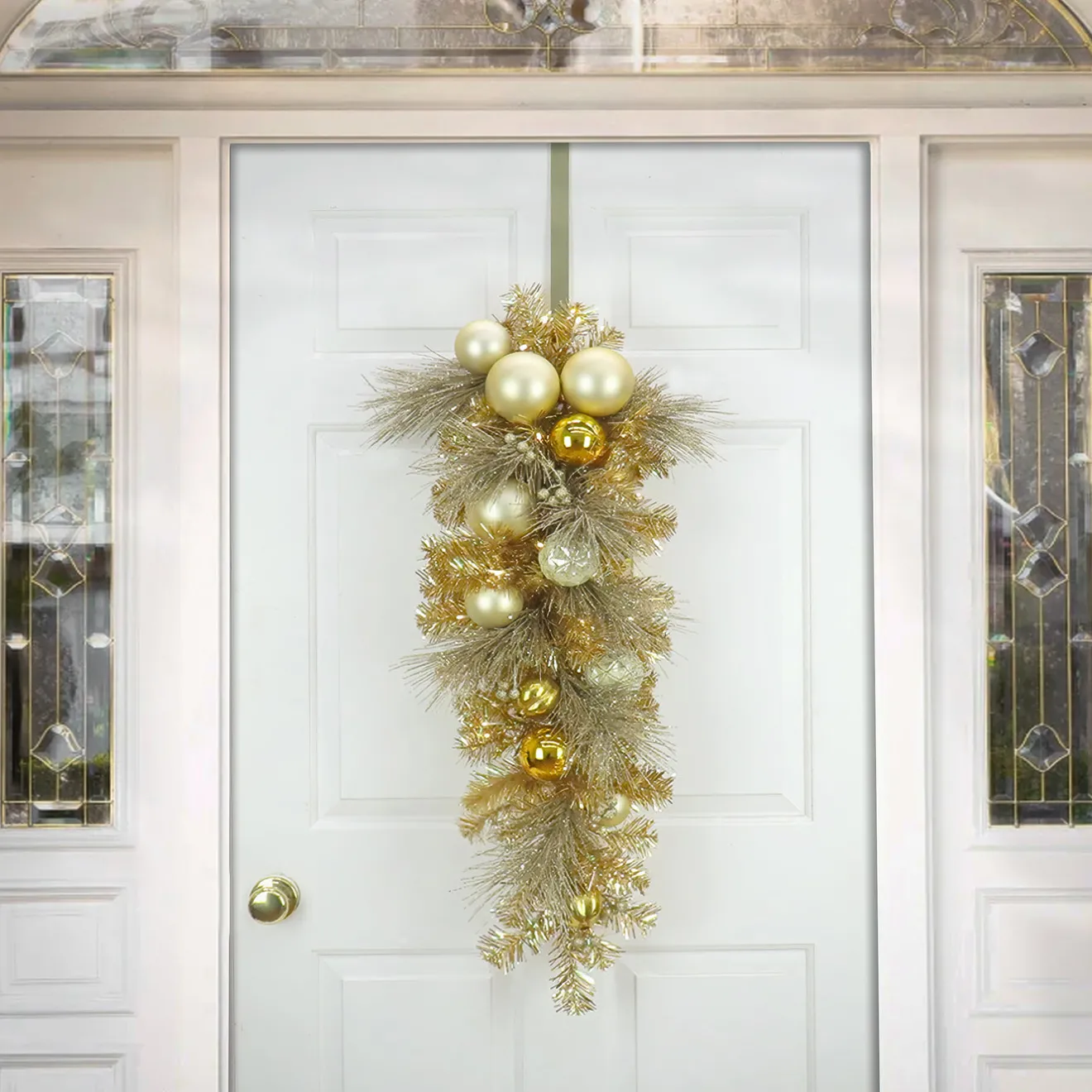 Online 36 in. Pre-Lit Be Merry Decorated Gold Teardrop with Warm White LED Lights Teardrops
