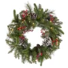 New 24 in. Pre-Lit Bristle Berry Wreath with LED Lights Pre-Lit Christmas Wreaths|21-24 Inch Christmas Wreaths